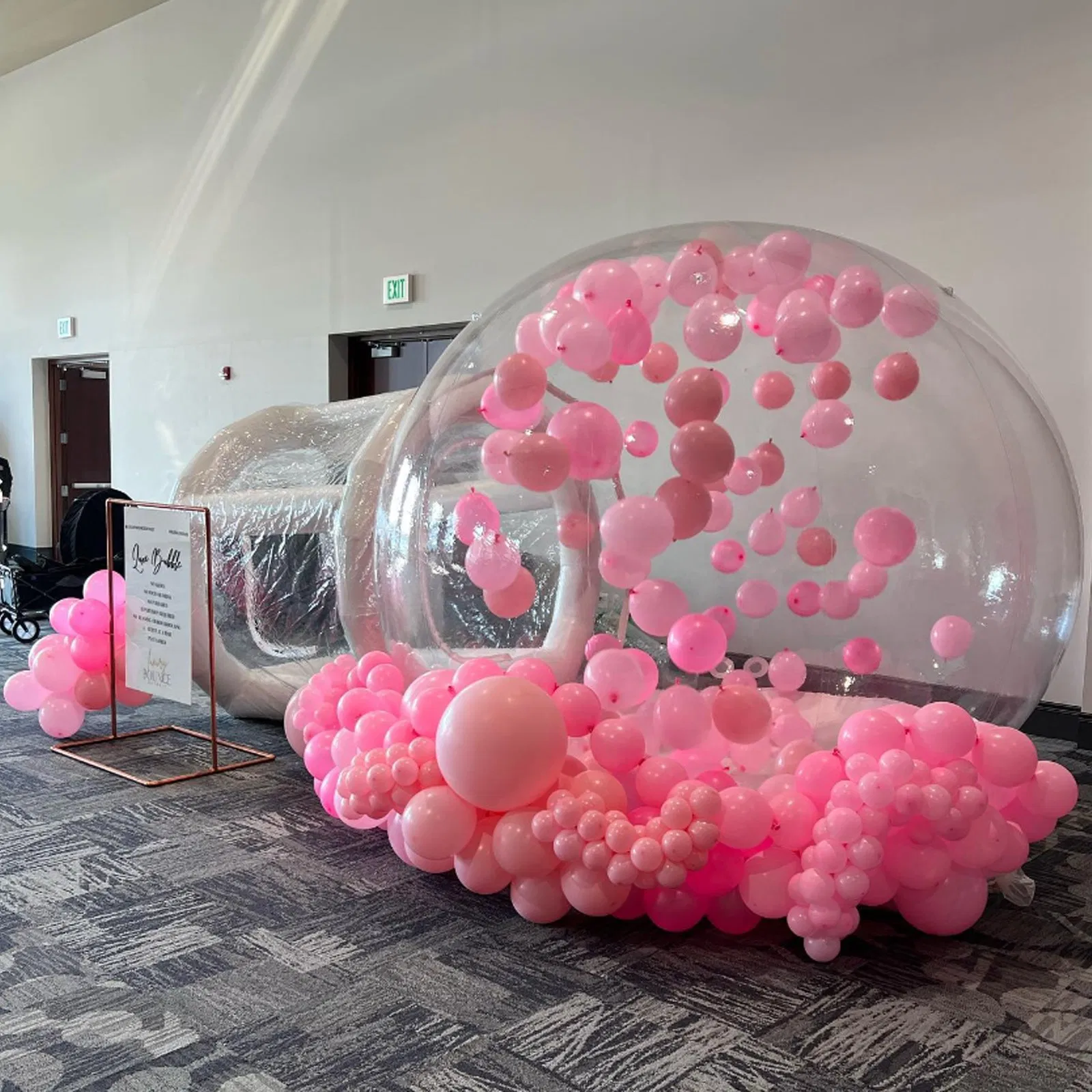 Pink Balloon Inflatable Bubble House with Blower Transparent Dome House for Kids