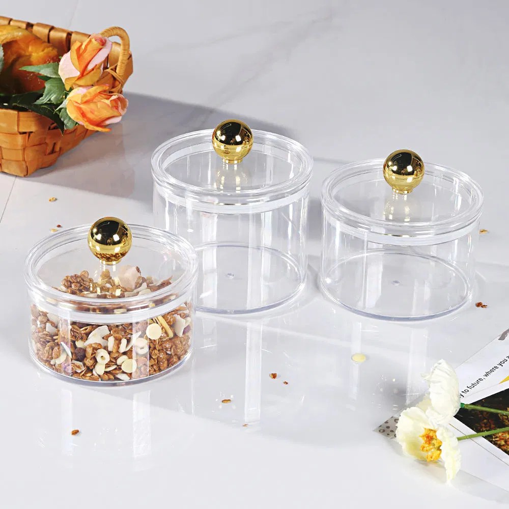 Large 1200ml Gold-Rimmed Plastic Food Storage Jars for Dry Food