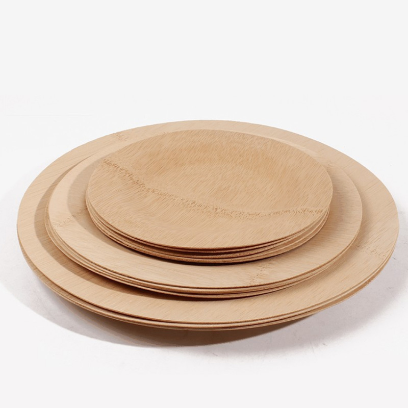 Biodegradable Disposable Bamboo Tableware 230mm Diameter Bamboo Plate Natural Color Custom for Dinner