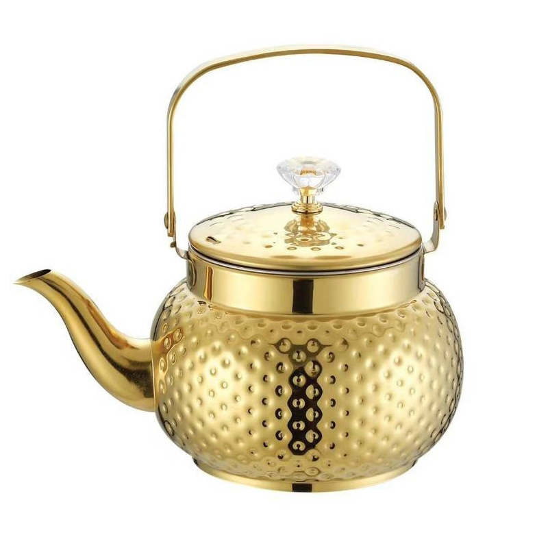 Stainless Steel Kettle for Restaurants with Filter Tea Pothigh-End Golden Hammered