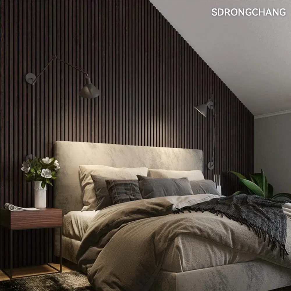 Rongchang Eco-Friendly Akupanel MDF Acoustic Felt Wood Veneer Slat Soundproof Wall Panels