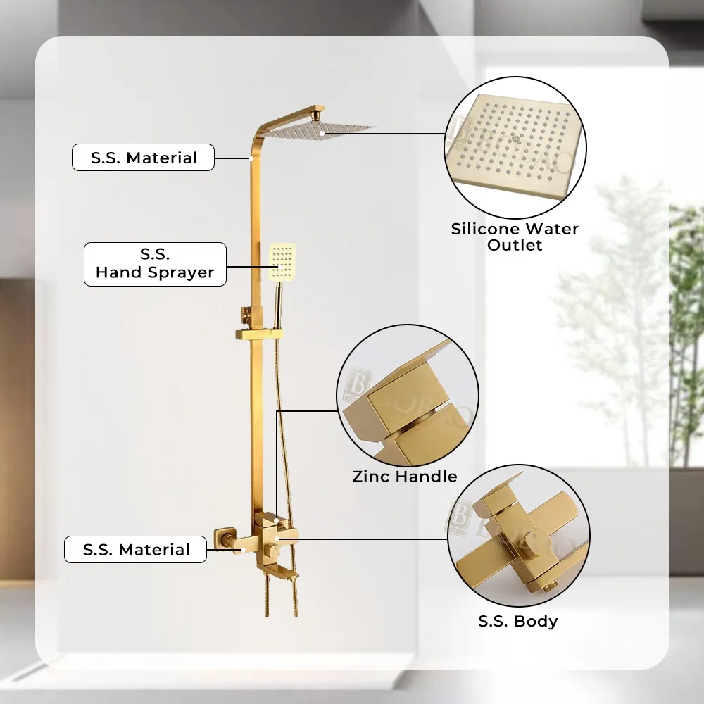 Luxury Shower Faucet Bathroom Stainless Steel 3 Function Rain Shower Set
