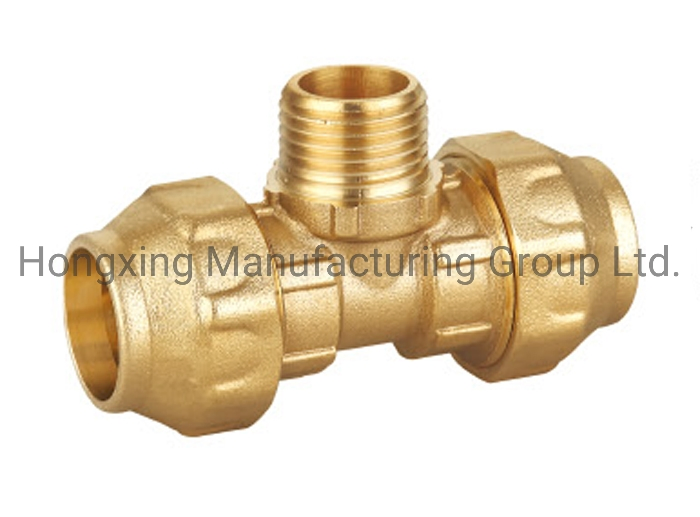 Brass or Dzr Compression Fittings Wall Plate Elbow Tee for PE Pipe