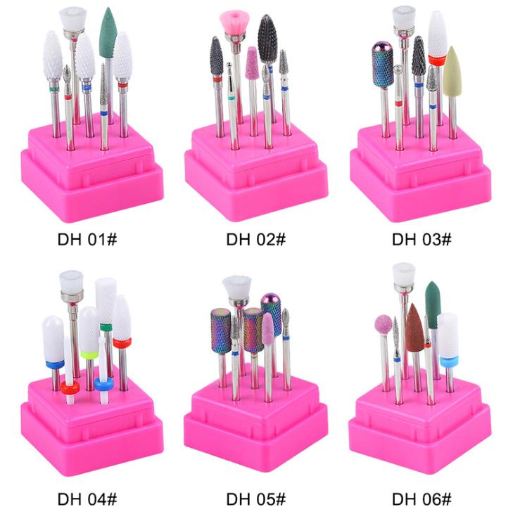 Amazon Hot Sale Ceramic Tungsten Steel Alloy Grinding Head Set Nail Drill Manicure Machine Drill Bits for Nail Tools