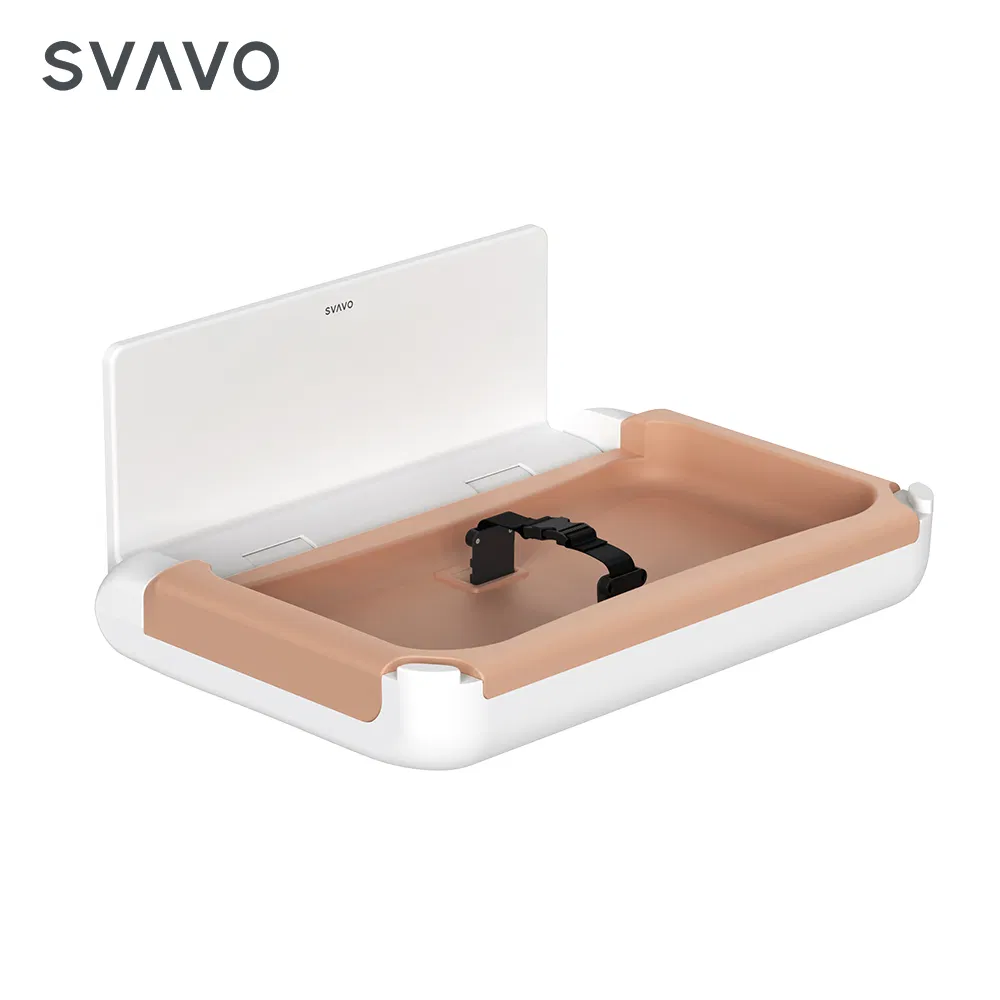 Commercial Wall Mounted Horizontal Fold-Down Diaper Change Table with Adjustable Safety Strap Baby Changing Station