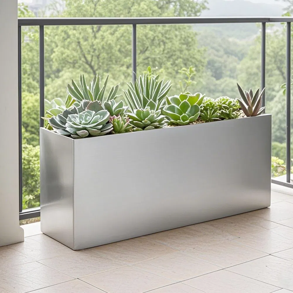 Xiangsheng Indoor/Outdoor Giant Stainless Steel Flower Planter Boxes Powder Coated Planting Pot