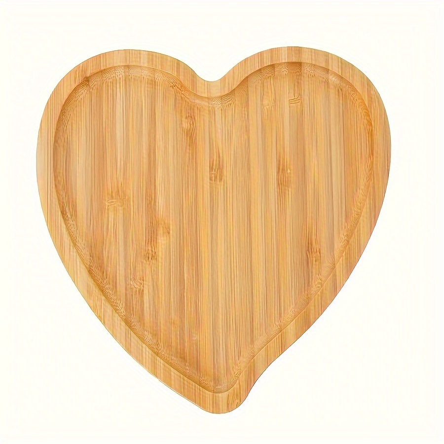 Heart and Petal Bamboo Wood Tray, Snack, Candy, and Fruit Serving Board