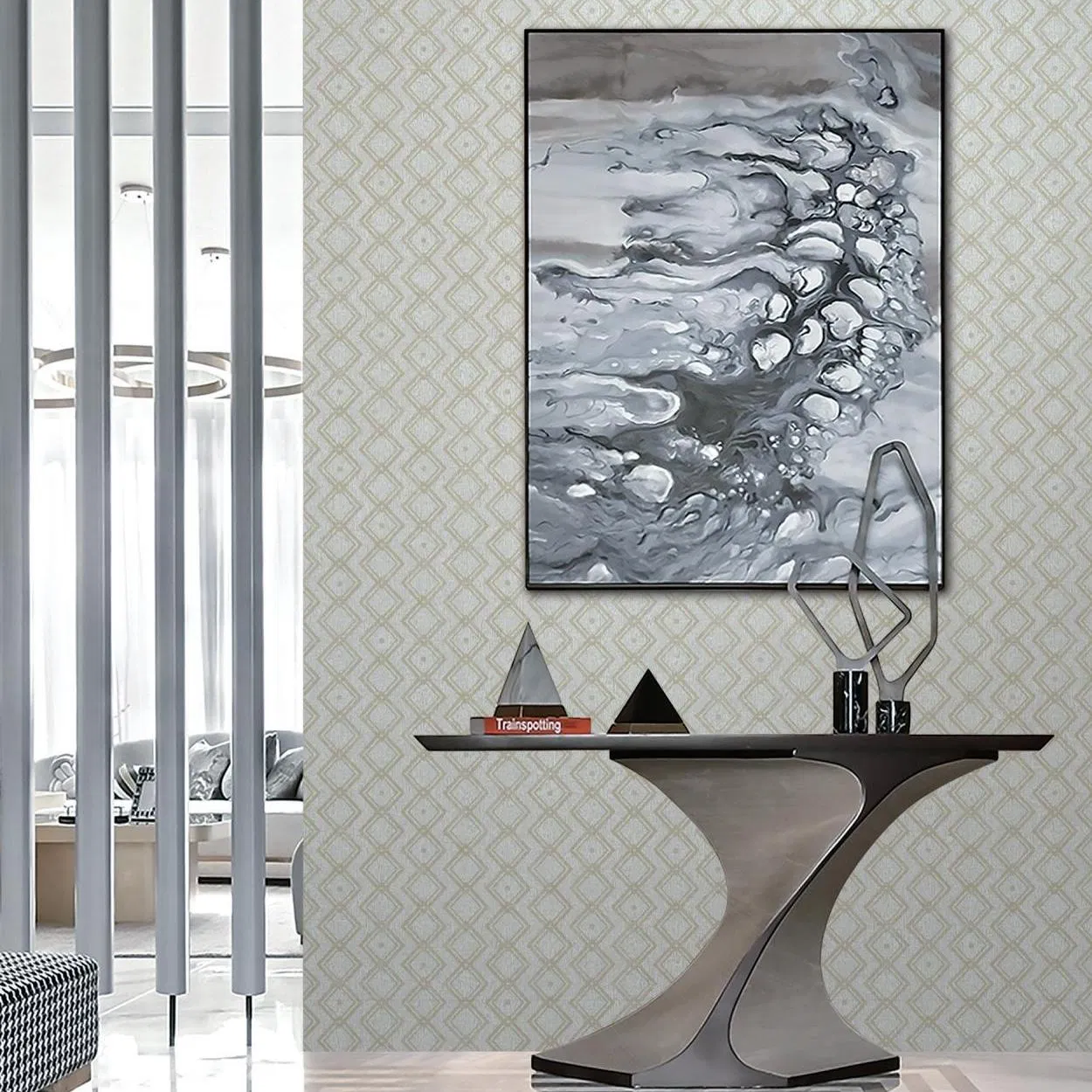 Wholesale Custom Home/Office/Hotel Interior Decoration Material 3D Self Adhesive Linen Wall Sticker Textured Wallpaper for Bedroom/Living Room/Commercial