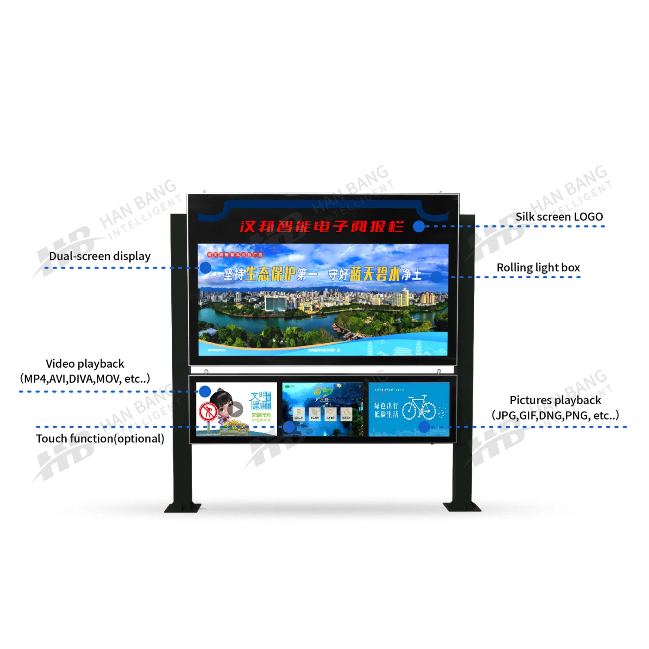 Sunlight-Readable 4000nits Public Notice Board with Custom Logo Engraving Digital Signage