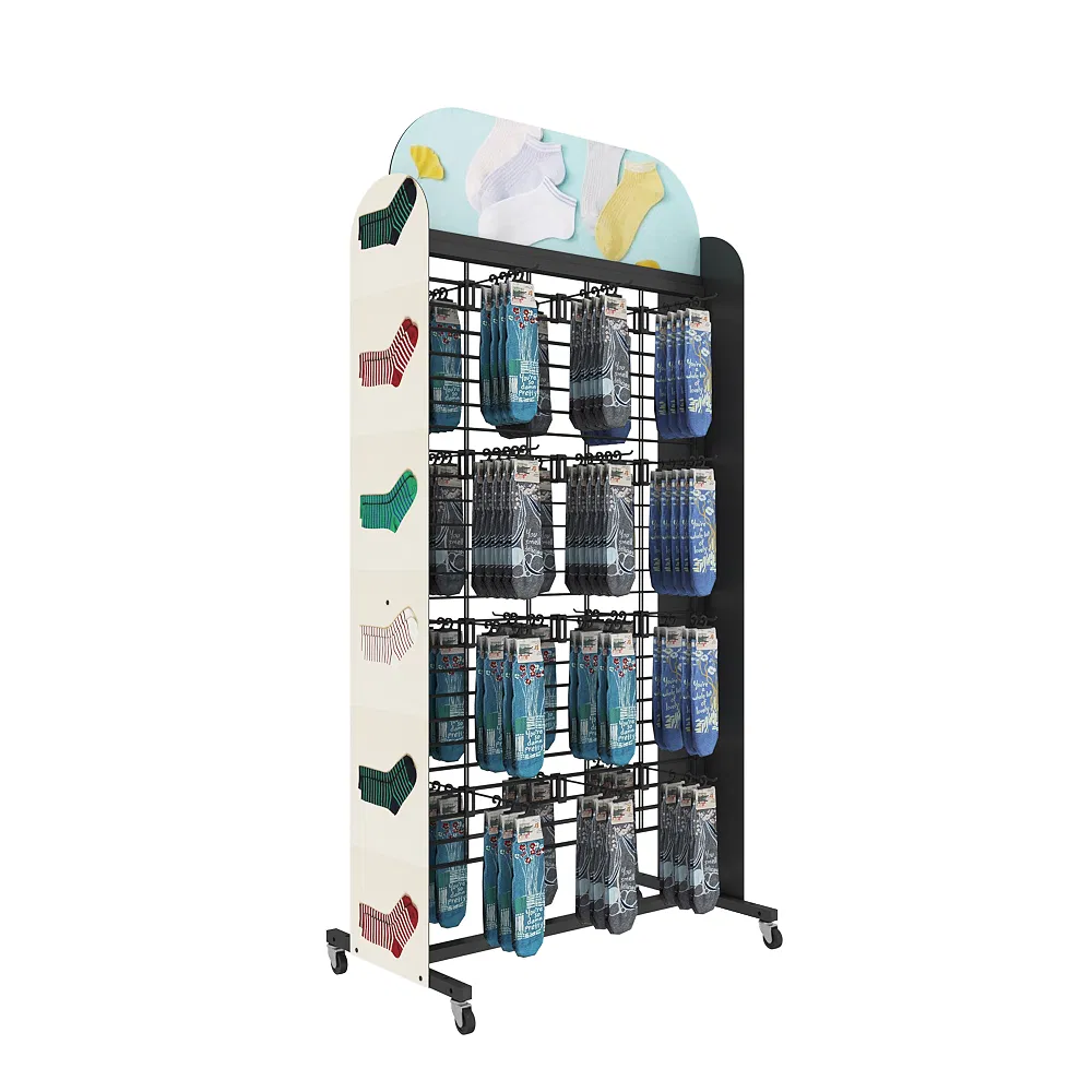 Factory Price Shop Fitting Metal Accessories Sock Display Stand with Casters