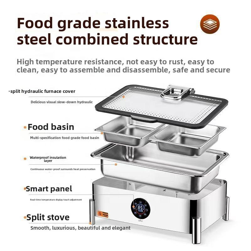 High Quality Hotel Supply Food Warmers CNC Intelligent Stainless Steel Chafing Dish