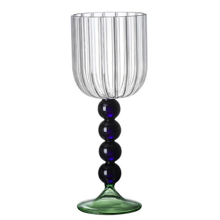 High Borosilicate Glass Goblet Wine Glass Cup Vintage Colored Bead Glass Fruit Wine Jar