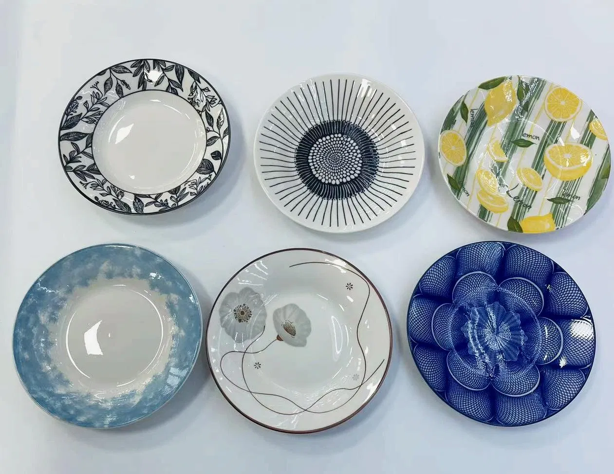Eco-Friendly Healthy Pad Printing 1 Soup Plate 8" Porcelain Ceramic Tableware