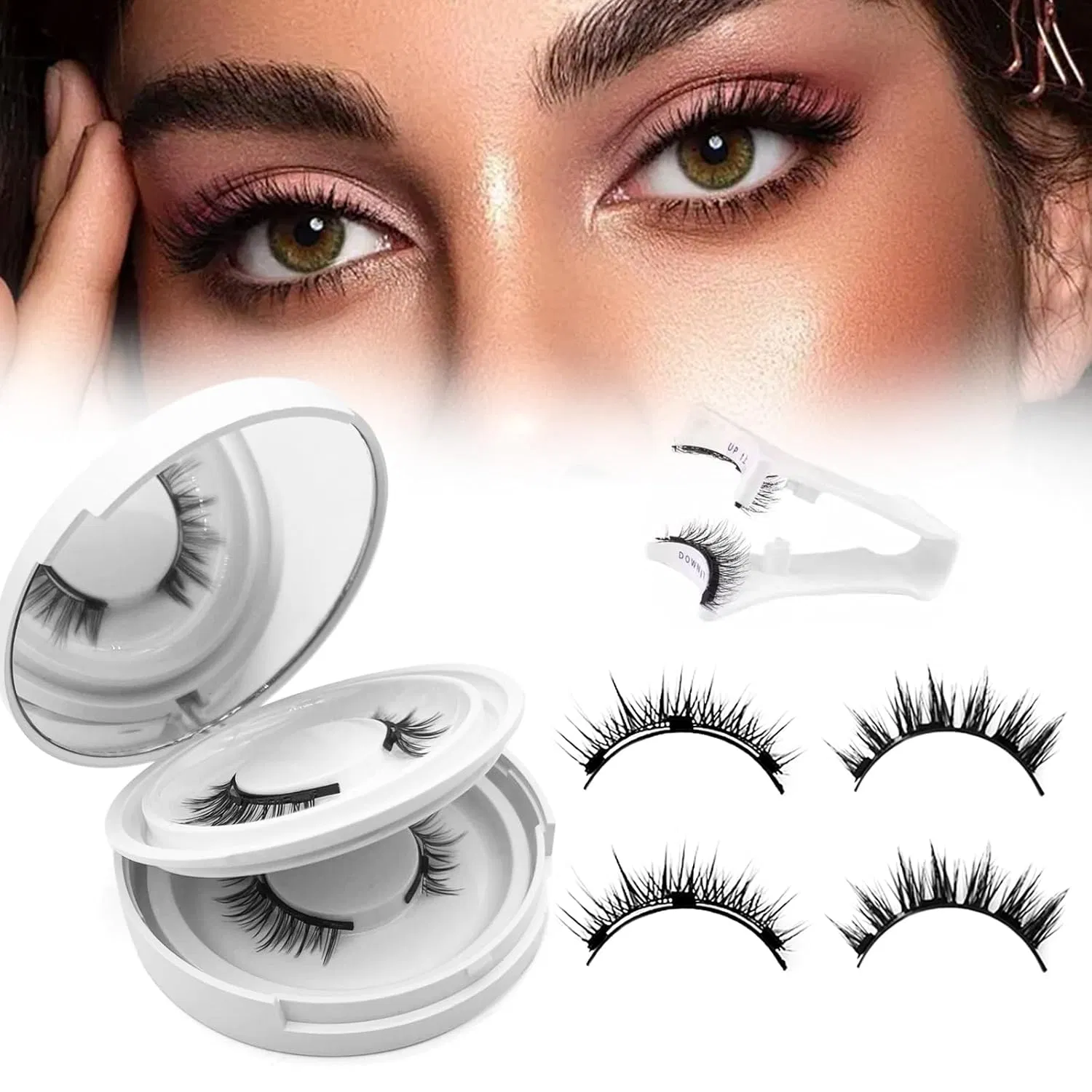 Magnetic Eyelashesmake-up with Applicator, No Eyeliner Pen, , No Glue Natural Eyelash Set,