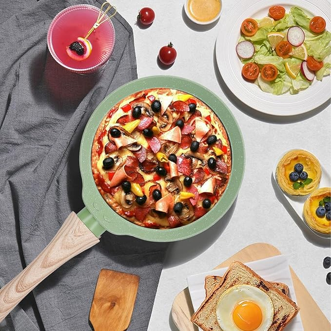 Frying Pan, Fast Heating Non Stick Pan with Wood Handle Wbb26496