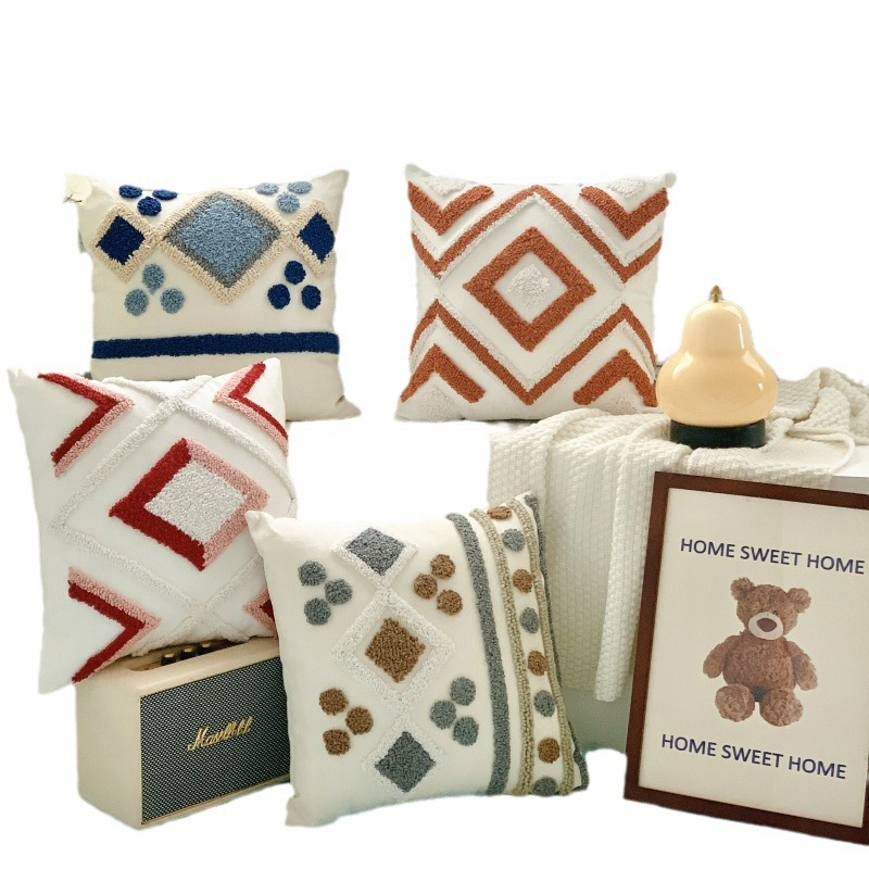 Morocco New Tufted Pillow Geometric Fringe Pillowcase