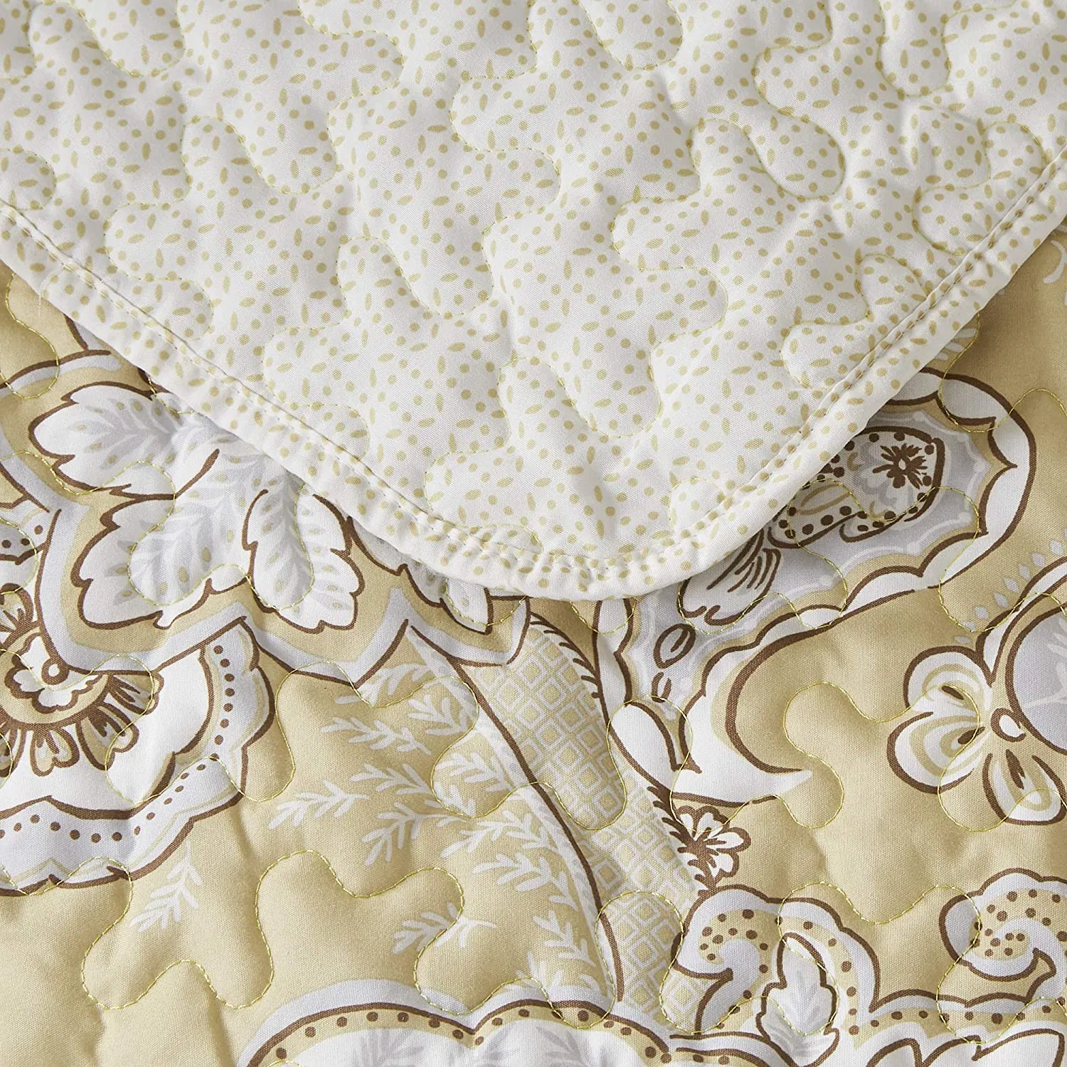 Vintage Quilt Floral Print Bedspread Reversible Coverlet Flower Quilts Leaves Bedspread Lightweight Yellow Floral Bedspread