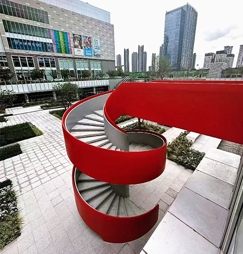 Modern Glass Spiral Staircase Curved Steel Staircase Railing Tempered Glass Stairs Design