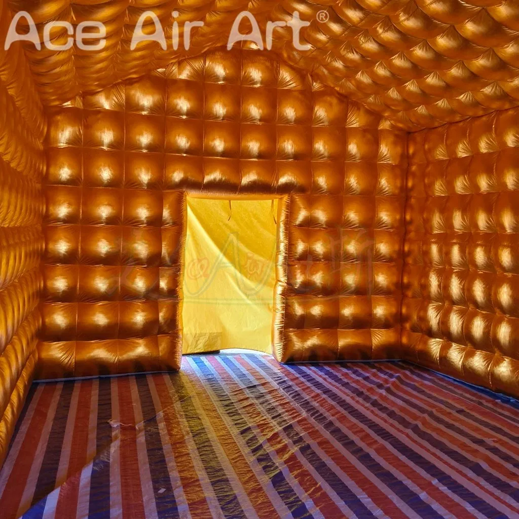 Portable Golden Disco Inflatable Nightclub Blow up Party Tent Inflatable Nightclub with 2 Doors for Outdoor Event
