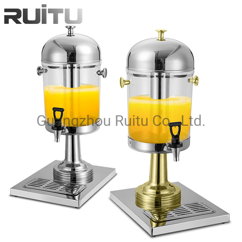 Hotel Restaurant Buffet Supply Ice Refrigerated Cooler Beverage Glass Drink Fruit Bottle with Tap Cold Glass Tea Juice Dispenser for Sale