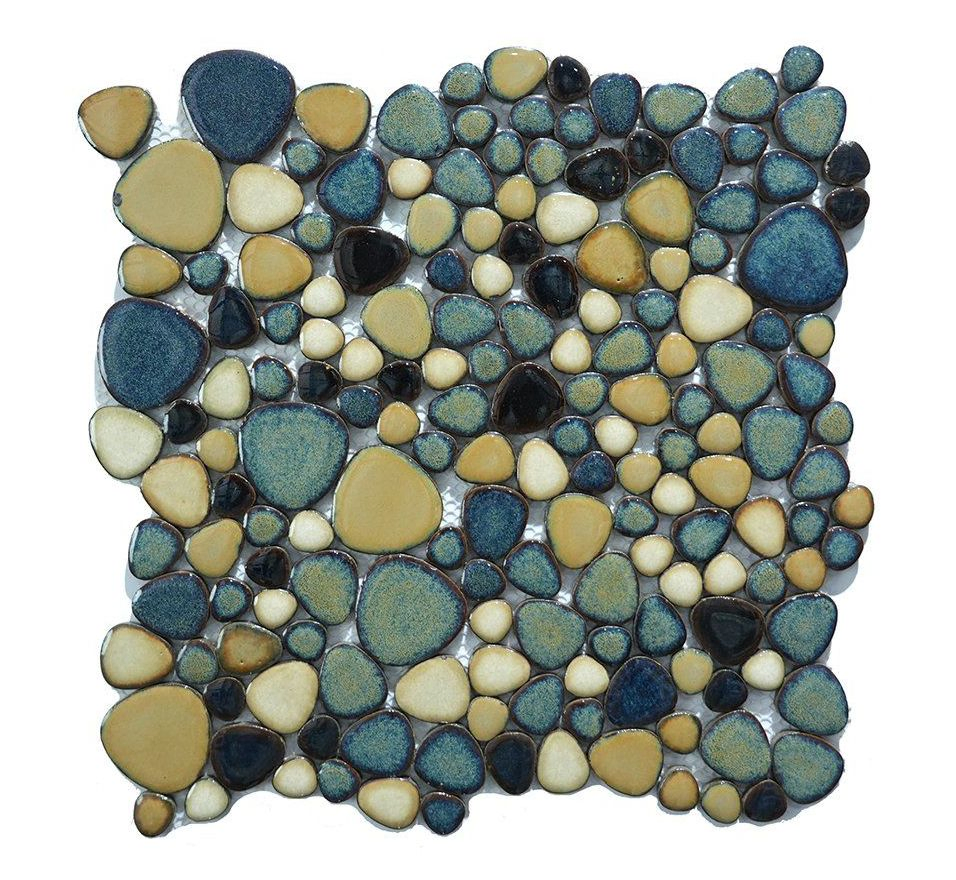 Washroom Wall Decor Stone and Fish Scale Mosaic Tile