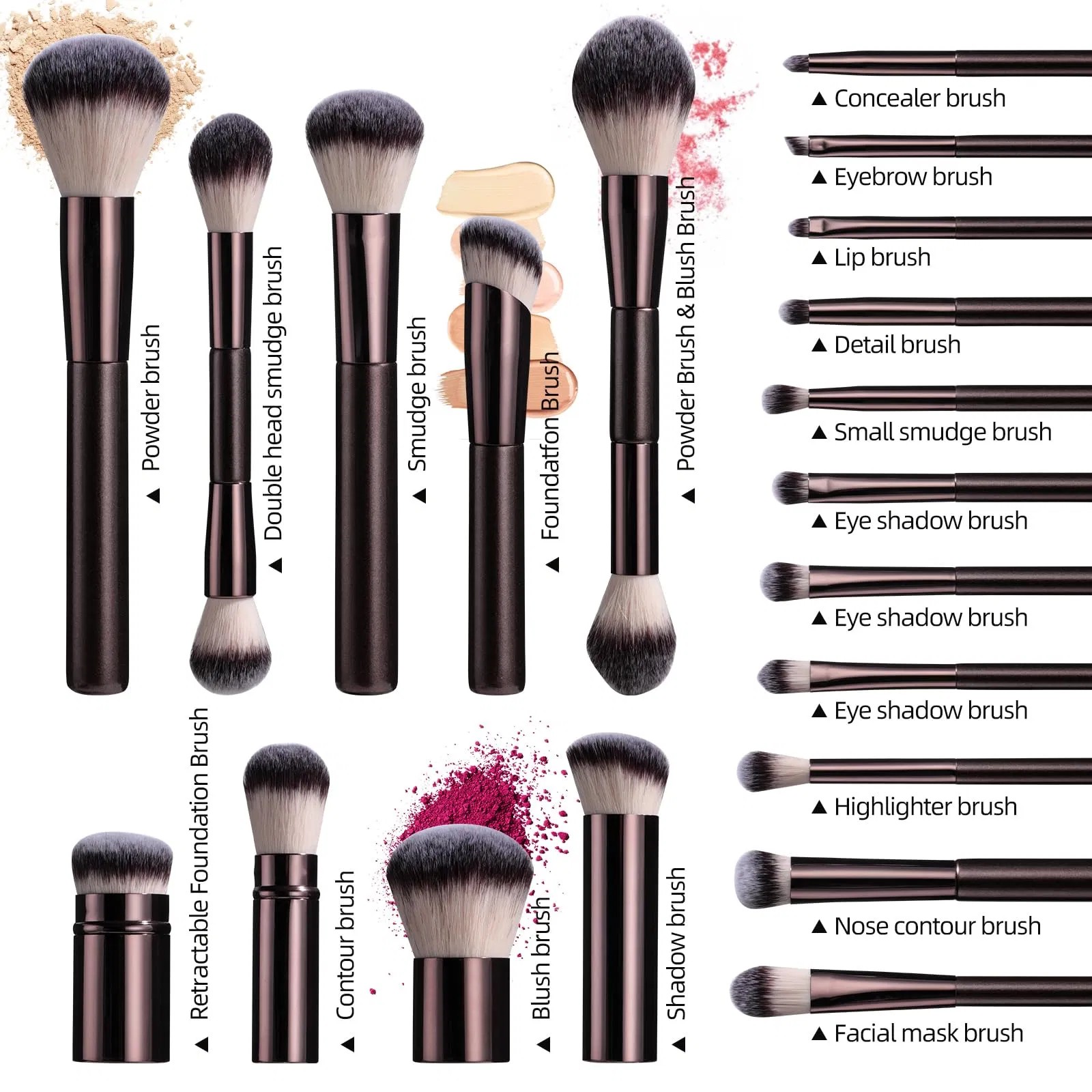 20 PCS Professional Makeup Brush Set with Travel Case