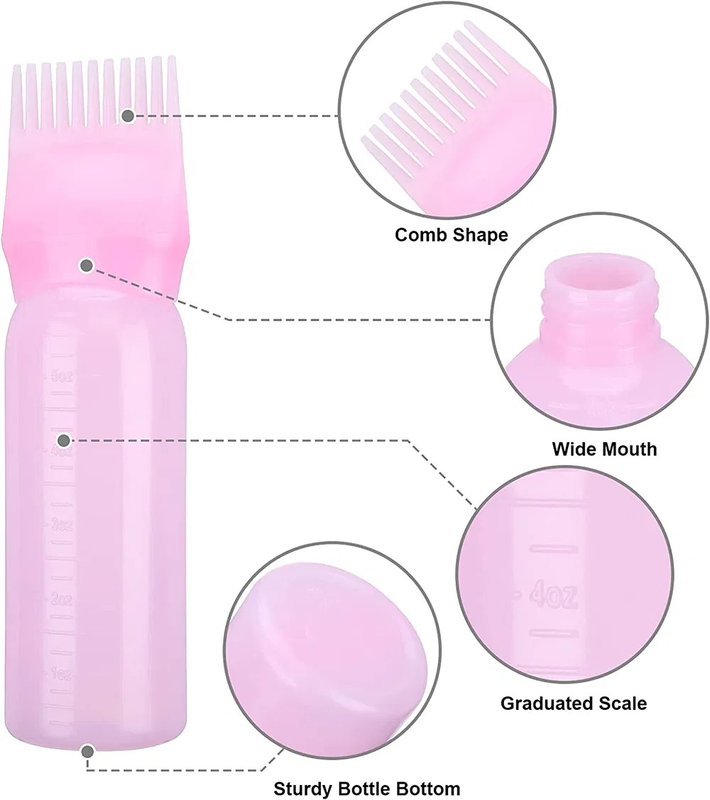 Wholesale Coloring Dye Comb Applicator Squeeze Plastic Bottle Professional 6oz 120ml Salon Hair Dye Oil Brush Bottle with Comb