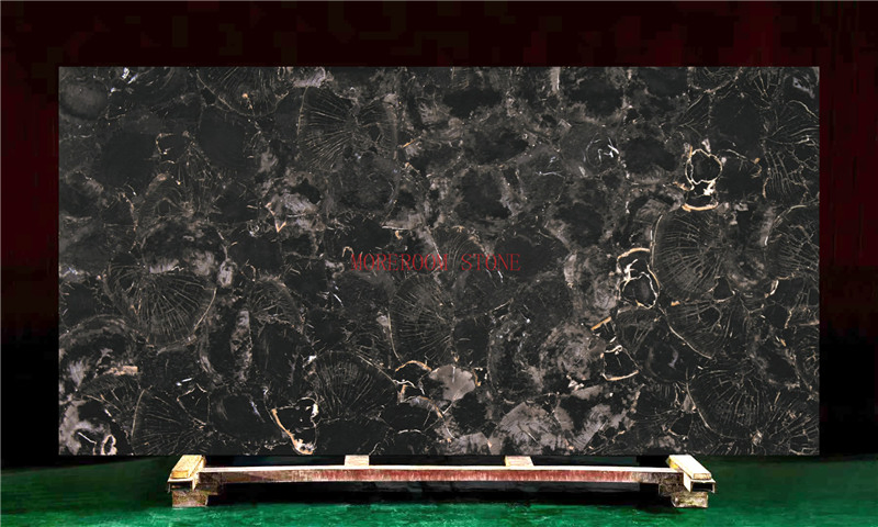 Semi Precious Stone Fossil Petrified Wood Stone Black