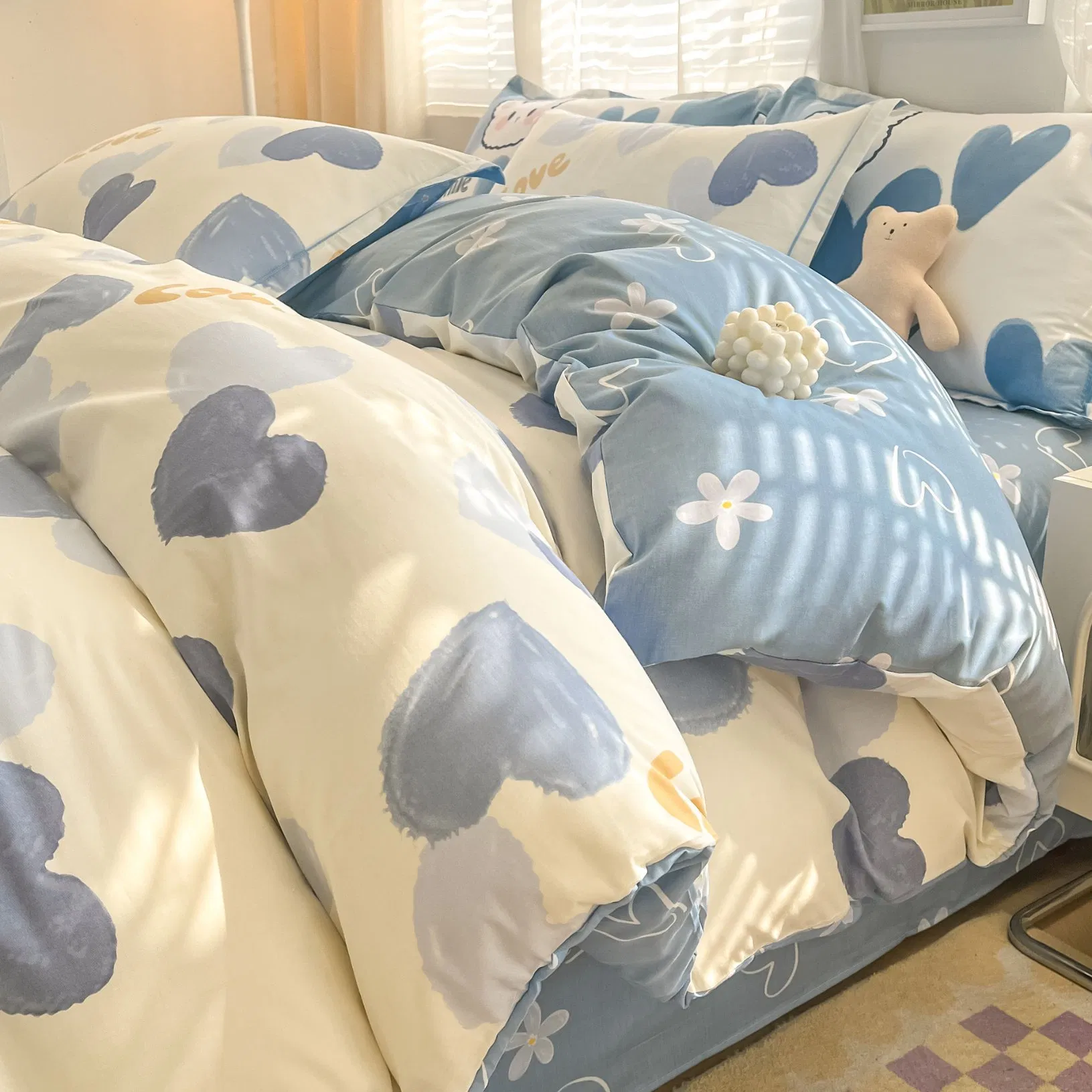 Custom 100% Cotton Bedsheets Linen Hotel Comforter Bedding Sets for Bed Sheet