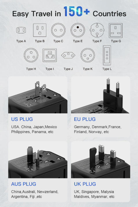 Универсальный дорожный адаптер с USB Type-C и подставкой