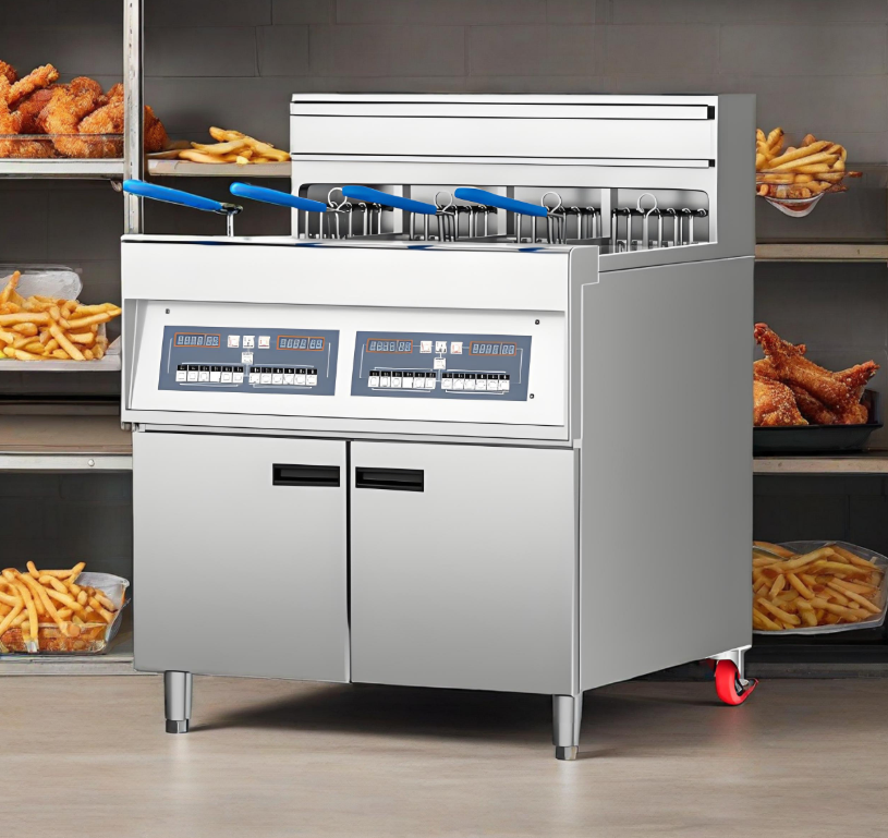 Electric Deep Fryer with Oil Filtering Lifting Baskets - Double Bar Design