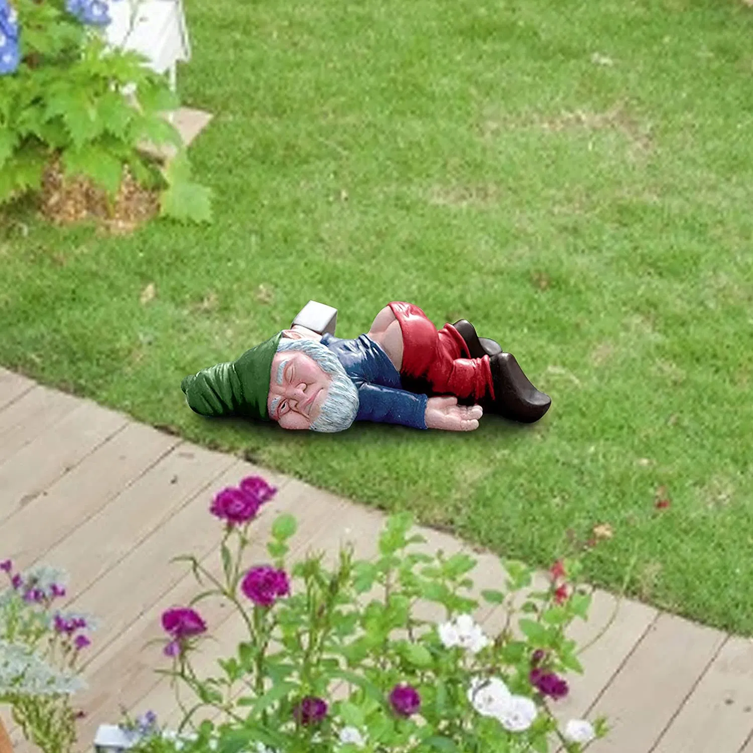 Resin Sculpture Funny Drunk Gnomes Statue Creative Dwarf Garden Decoration Ci21222