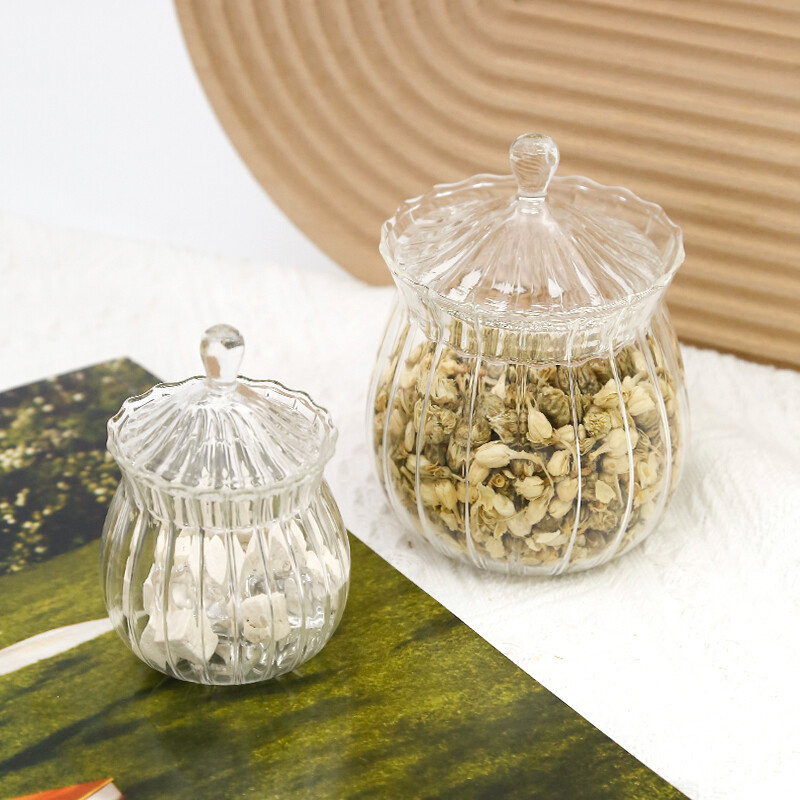 Стеклянная банка для конфет в полоску, 150/410 мл