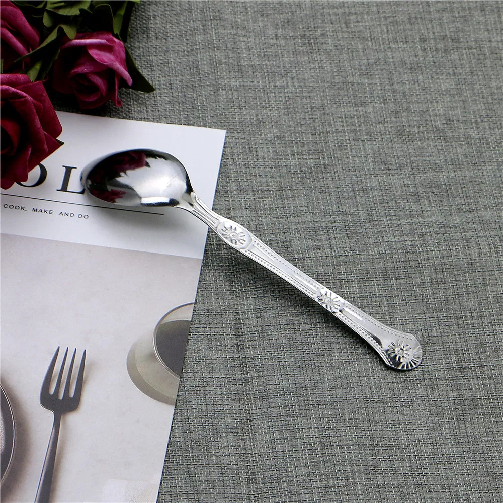 Long Handle Ss430 Machine Polish Flatware Spoon Used in Hotel