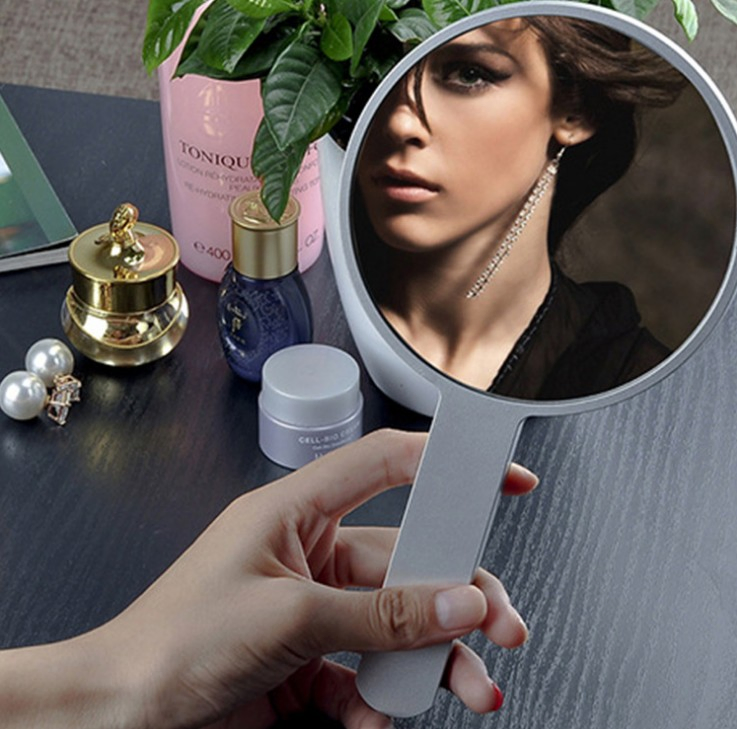 Custom Logo Handheld Mirror Round Shape Pocket Makeup Hand Mirror