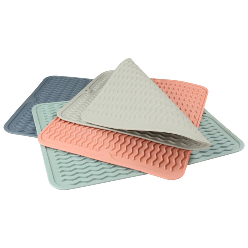 Kitchen Accessories Dish Mat Silicone Heat-Insulating Dining Table Mat Wave Groove Cup Mat
