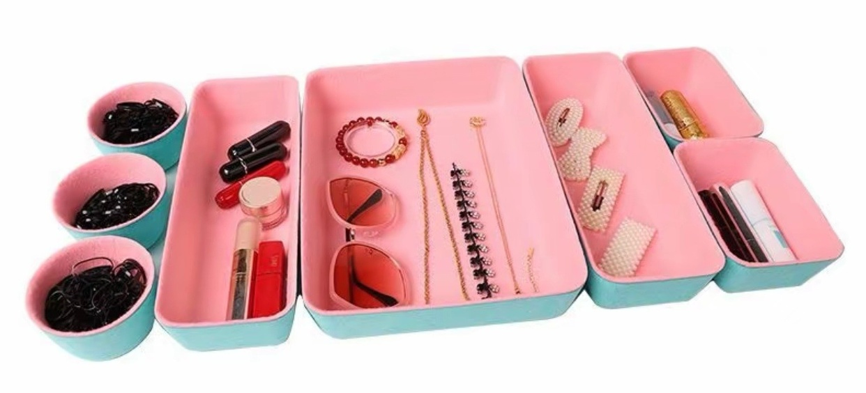 Felt Storage Bin Box Drawer Organizer Tray 8PCS for Office & Home Desk Table Closet