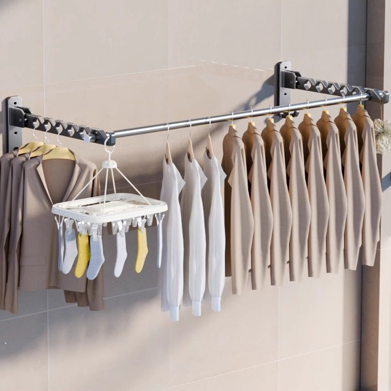 Stainless Steel Folding Wall Mounted Foldable Rotatable Clothes Laundry Hanger for Laundry Room