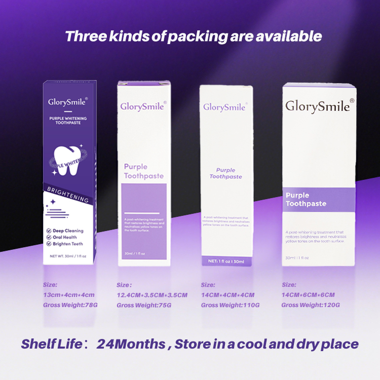 Glorysmile V34 Purple Toothpaste Multiple Packages in Stock