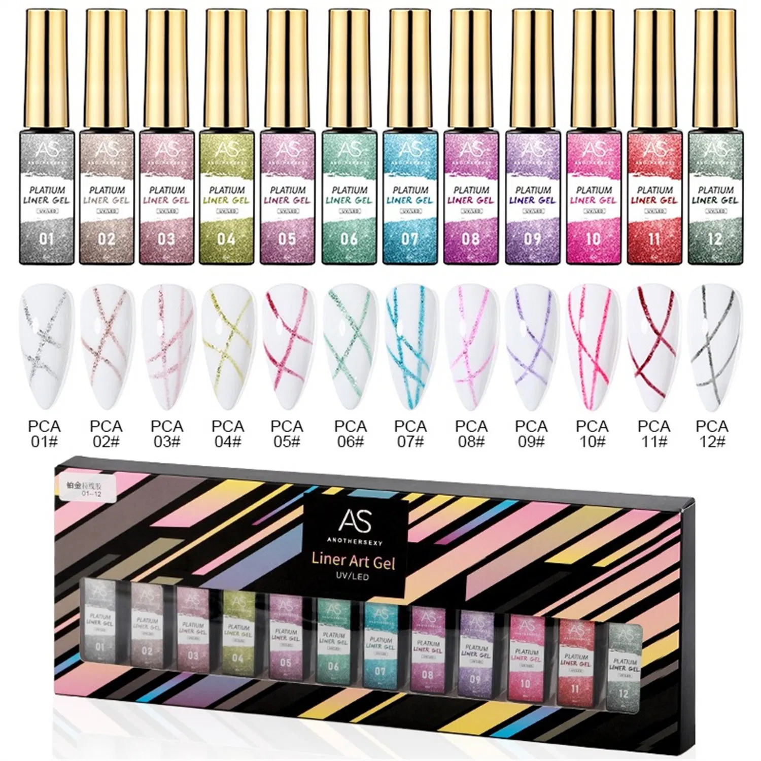 Nail Art Lacquers Beauty Salon Private Label Logo OEM Liner Gel Polish Nails Set Soak off Reflective Flash Glow in The Dark Painting Gel Polish Kit