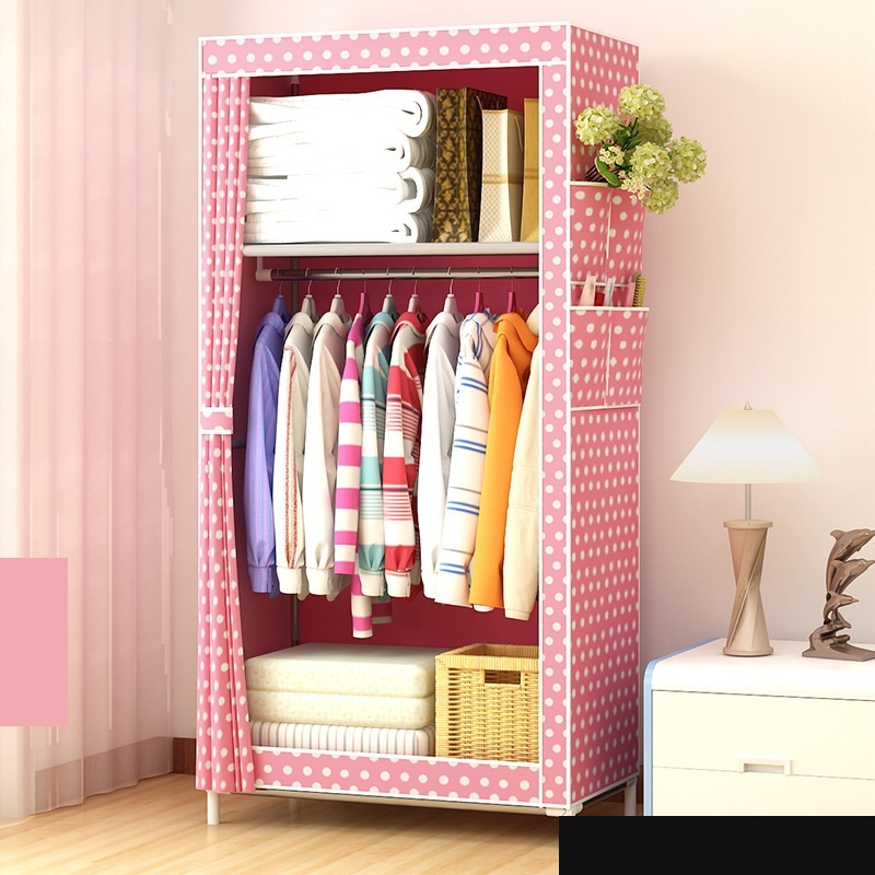 Steel Pipe Reinforced Steel Frame Simple Modern Storage Cabinet Assembly Cabinet Single Small Wardrobe Storage Simple Wardrobe