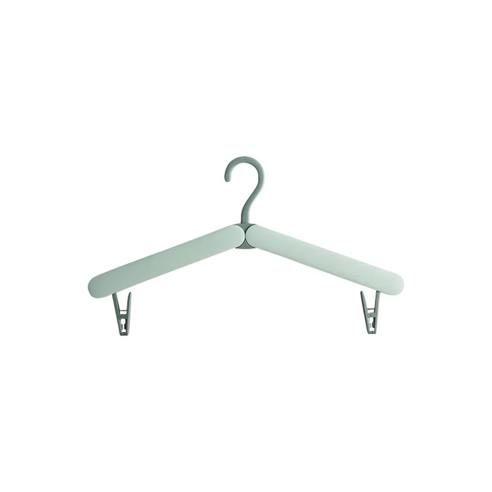 New Arrival Plastic Clothes Hangers in Green/Apricot/Pink/Blue/White with Portable/Fold-Able Design and 2 Durable Clips for Pants/Socks/Underwear/Shirt/Stocking
