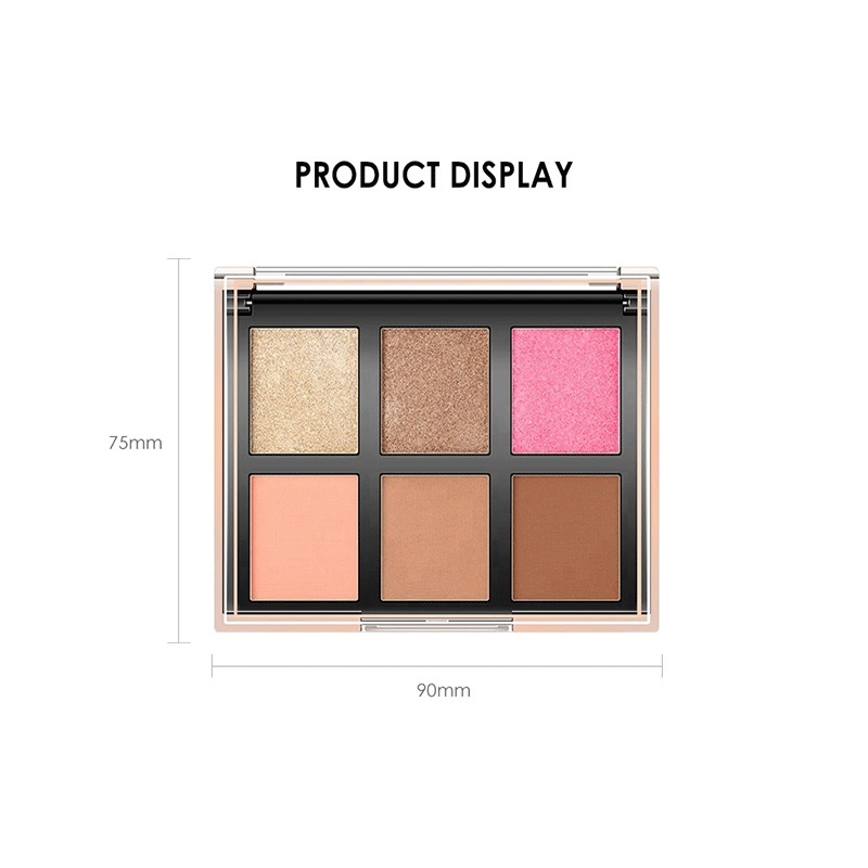 OEM Customized Makeup Eyeshadow Palette Pearly Matte Six-Color Eyeshadow + Blush Sunset Makeup Palette