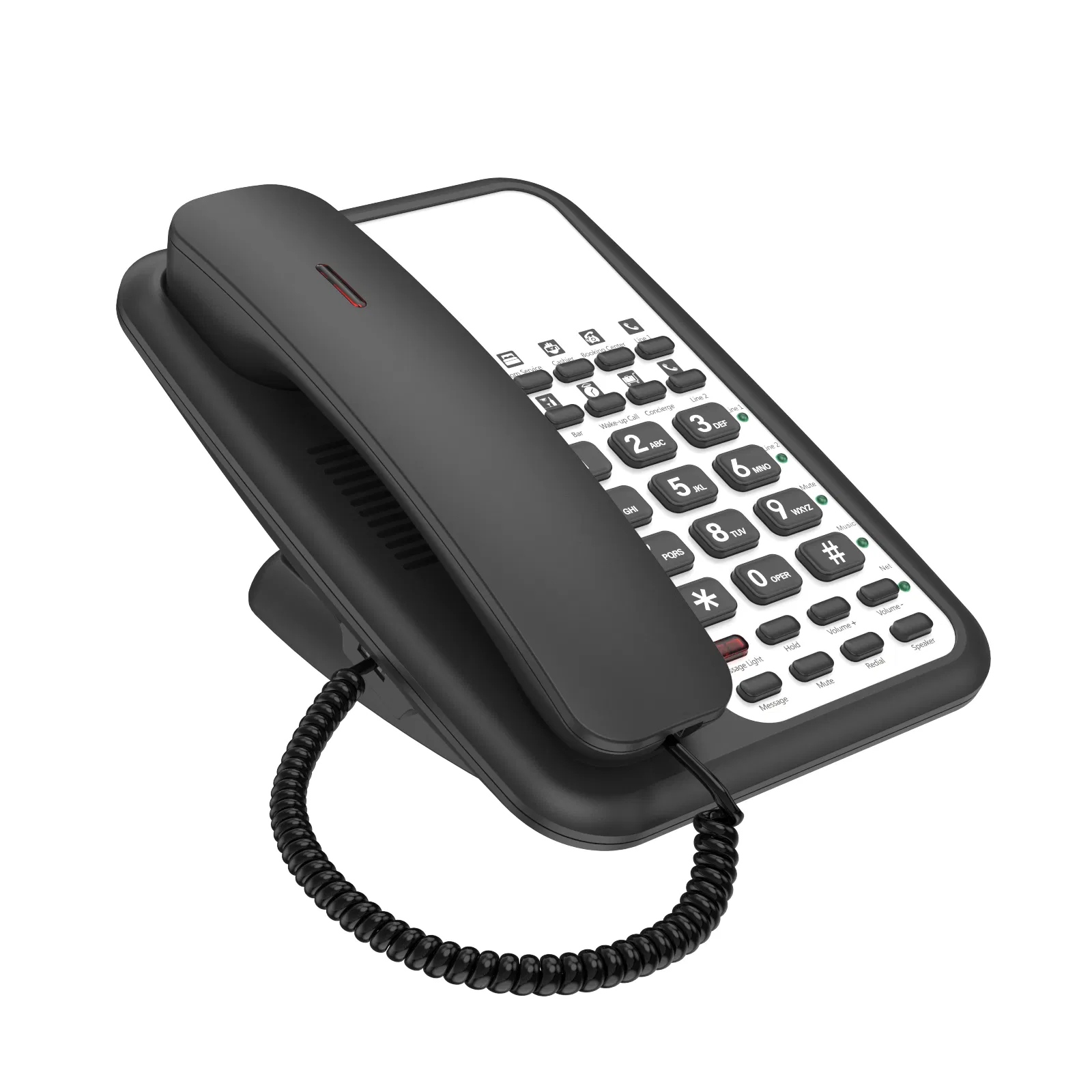 Sleek SIP Hotel Room Telephone with 10 Speed Dial Buttons