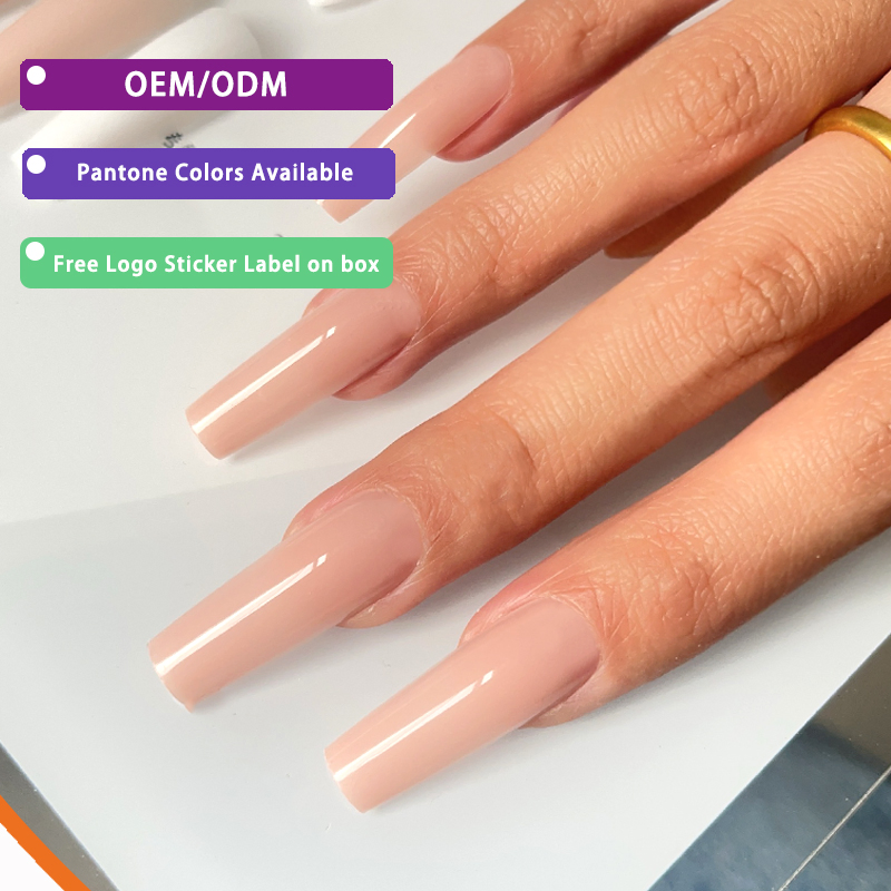 High Quality Nail Tips Acrylic Gradient Pink Long Square Acrylic Nail for Nail Art