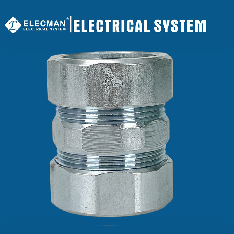 Zinc-Plated Straight IMC Connector Flexible Steel Compression Male Thread Electrical Rigid Coupling