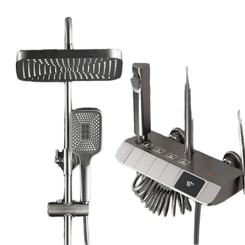 Digital Display Bathroom Shower Faucet Rain Mixer System Shower Set