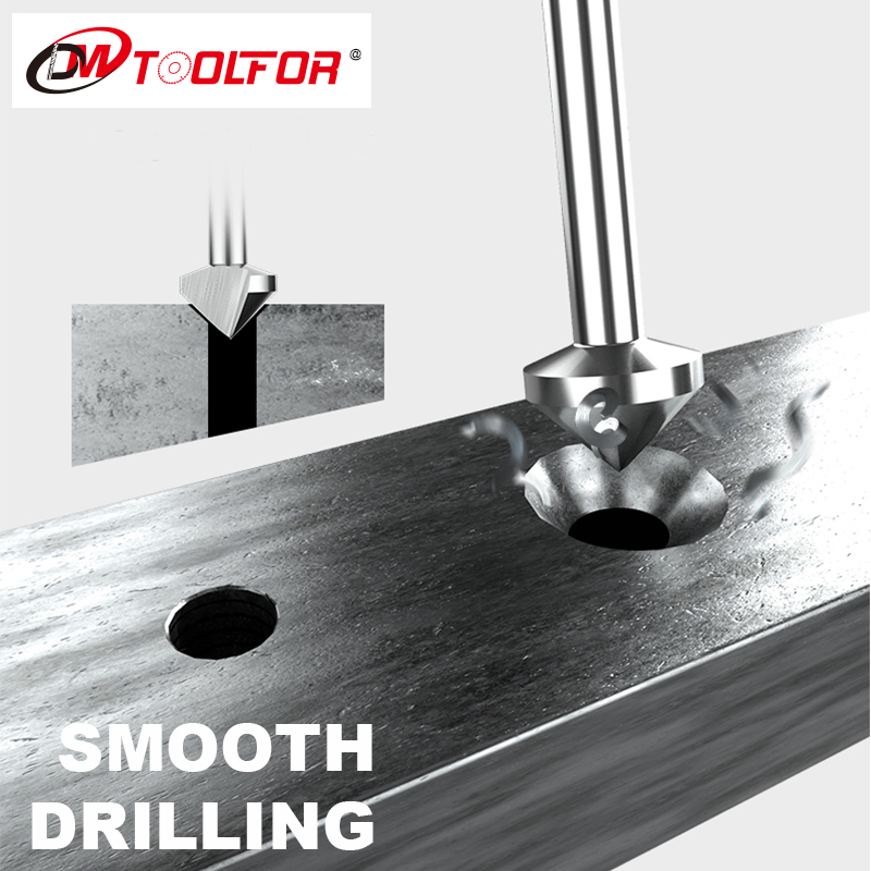 90 Degree 3 Flutes HSS Chamfer Metal Countersink Drill Bits for Chamfering and Deburring and Counter Sink