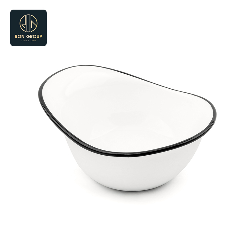 Contemporary Customized Melamine White Tableware Irregular Salad Food Coffee Bar Dining Bowl