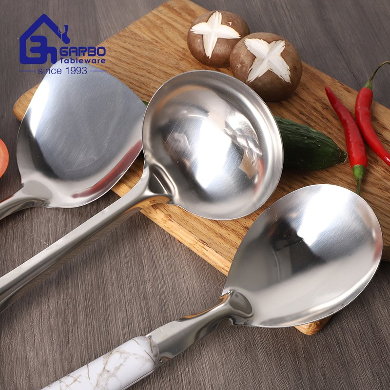 Garbo Factory Cheap Price Kitchen Utensils Kitchen Tools Stainless Steel Slotted Turner with Plastic Handle Hook
